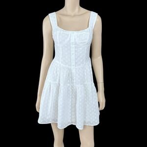Lulus Dress Women Medium White Sleeveless Eyelet Summer Mini Boho NWT